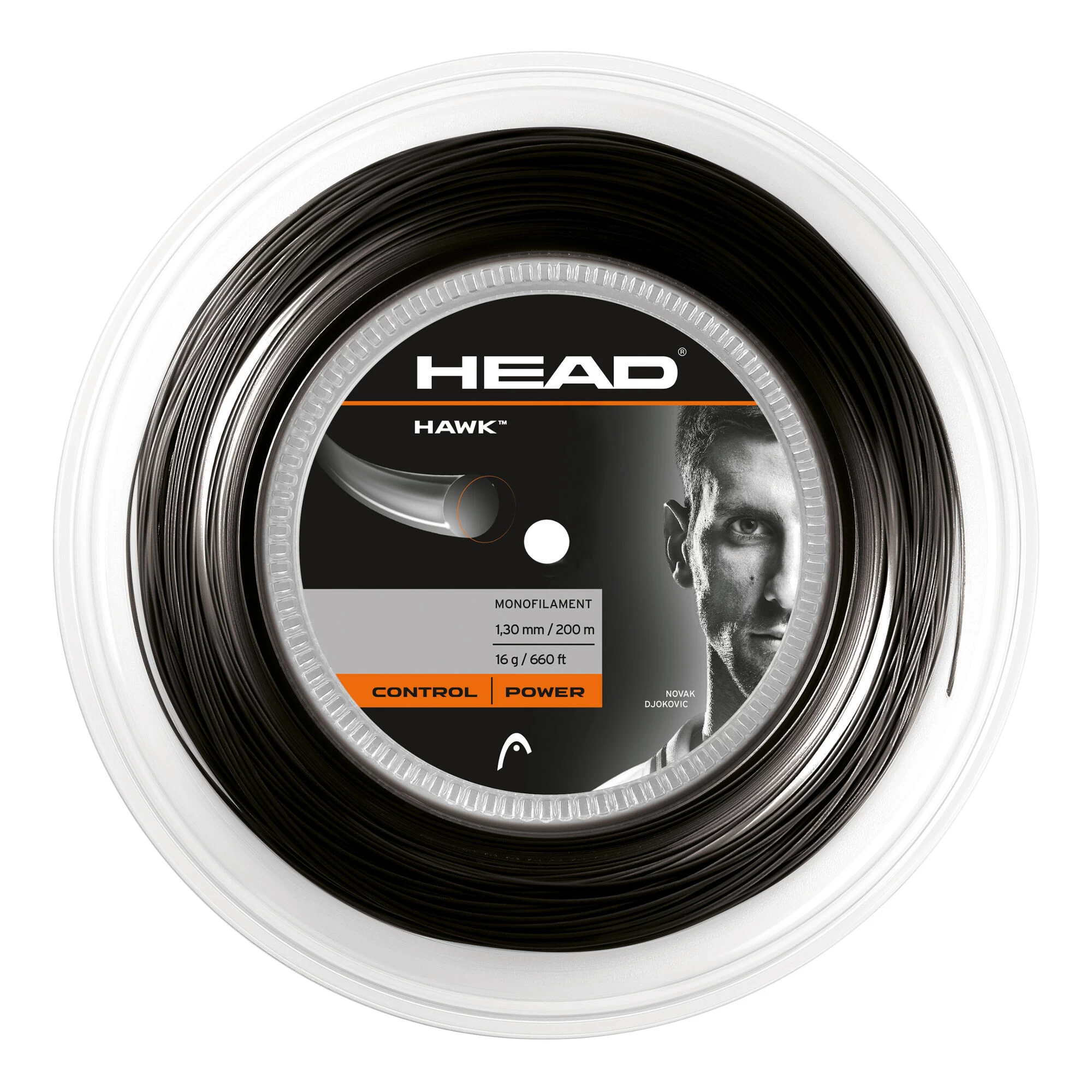 Head Hawk Saitenrolle 200m - Schwarz 1 Head Hawk Saitenrolle 200m - Schwarz